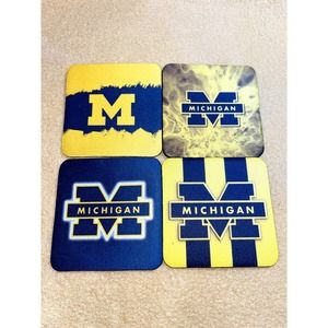 Michigan Wolverines College football High Quality Coasters 4x4 in Pack of 4